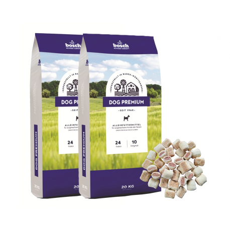 bosch Dog Premium 2 x 20kg + bosch jautienos sausainiai 10kg